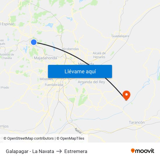 Galapagar - La Navata to Estremera map