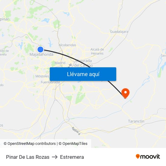 Pinar De Las Rozas to Estremera map