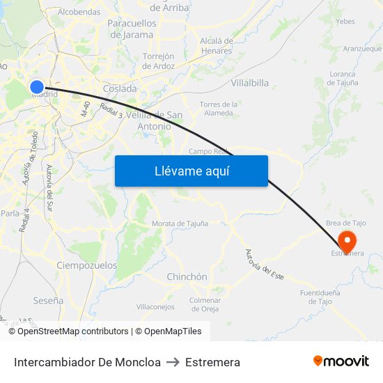 Intercambiador De Moncloa to Estremera map