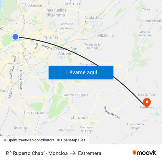 P.º Ruperto Chapí - Moncloa to Estremera map