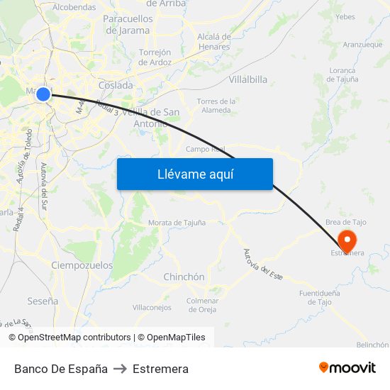 Banco De España to Estremera map