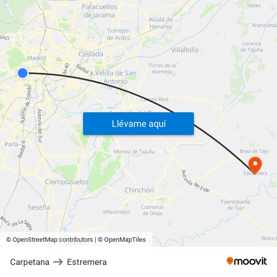 Carpetana to Estremera map