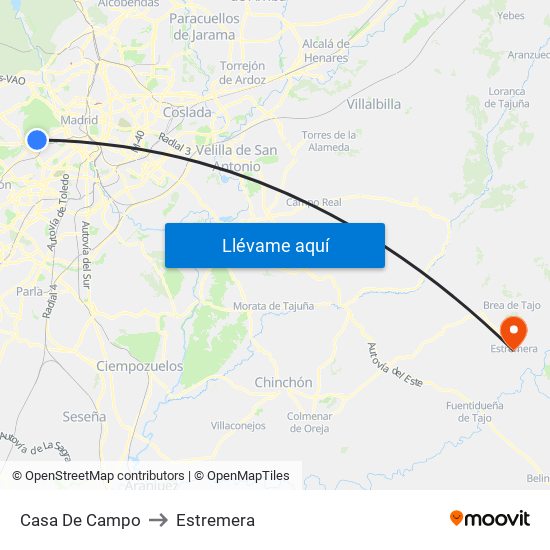 Casa De Campo to Estremera map