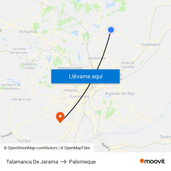 Talamanca De Jarama to Palomeque map