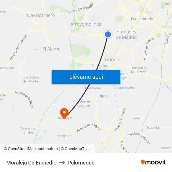 Moraleja De Enmedio to Palomeque map