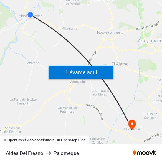 Aldea Del Fresno to Palomeque map