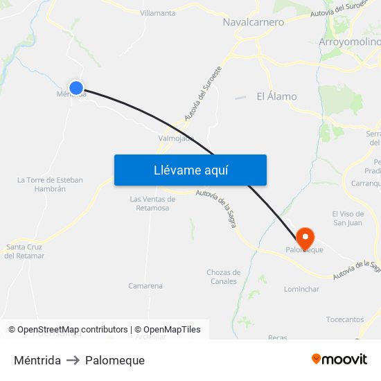 Méntrida to Palomeque map