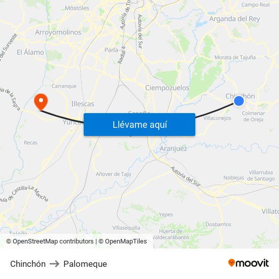 Chinchón to Palomeque map