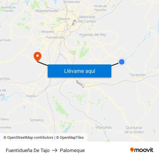 Fuentidueña De Tajo to Palomeque map