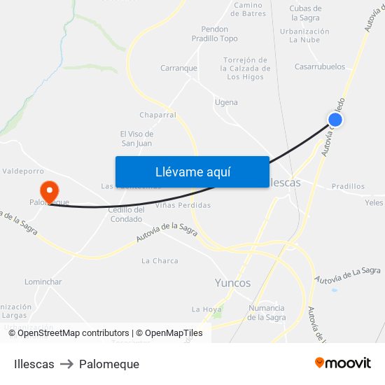 Illescas to Palomeque map