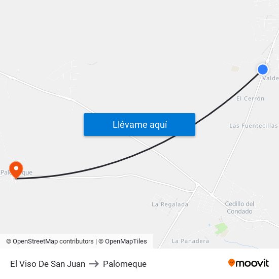 El Viso De San Juan to Palomeque map