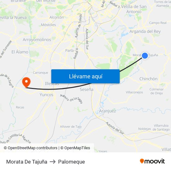 Morata De Tajuña to Palomeque map