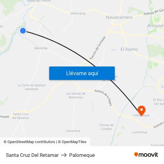Santa Cruz Del Retamar to Palomeque map