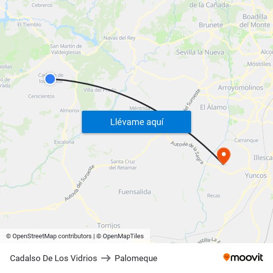Cadalso De Los Vidrios to Palomeque map