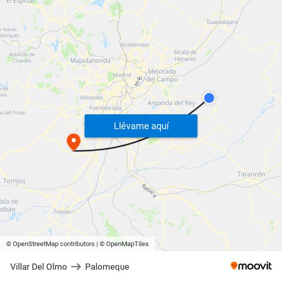 Villar Del Olmo to Palomeque map