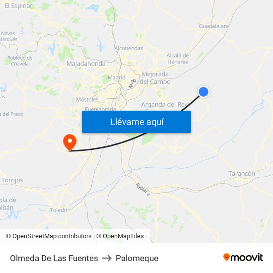 Olmeda De Las Fuentes to Palomeque map
