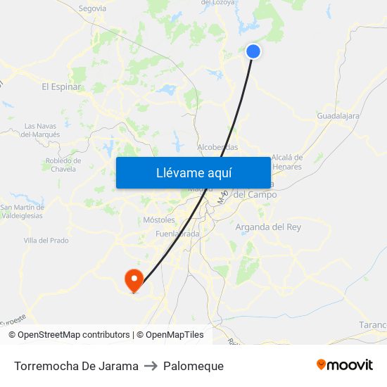 Torremocha De Jarama to Palomeque map