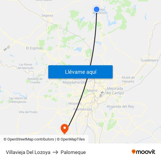 Villavieja Del Lozoya to Palomeque map