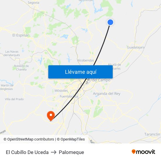 El Cubillo De Uceda to Palomeque map