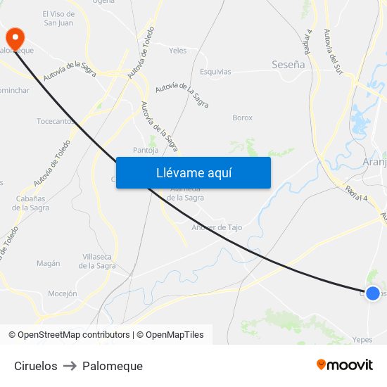 Ciruelos to Palomeque map