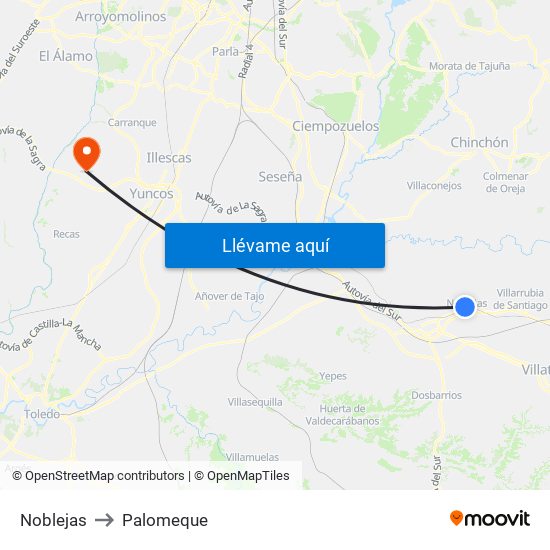 Noblejas to Palomeque map