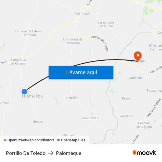 Portillo De Toledo to Palomeque map