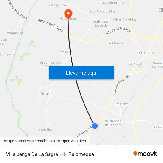 Villaluenga De La Sagra to Palomeque map