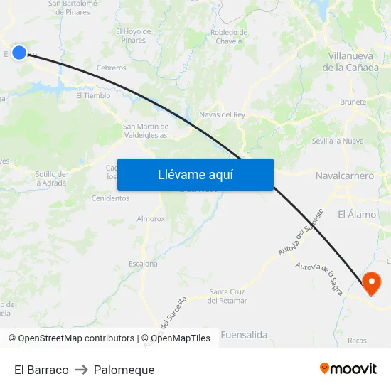 El Barraco to Palomeque map