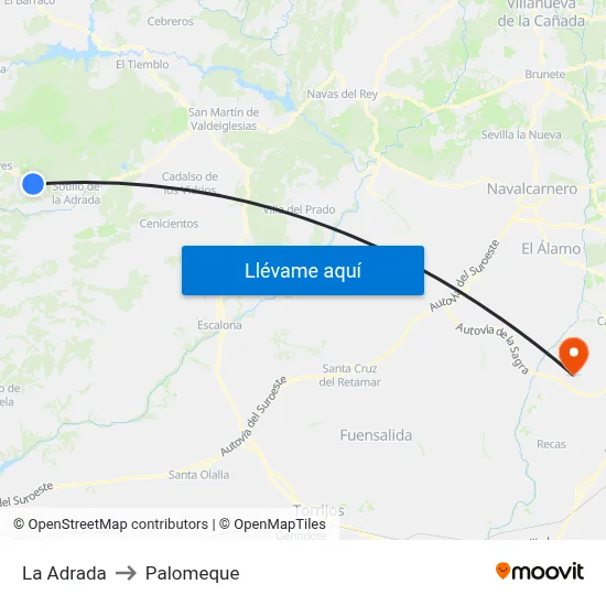 La Adrada to Palomeque map