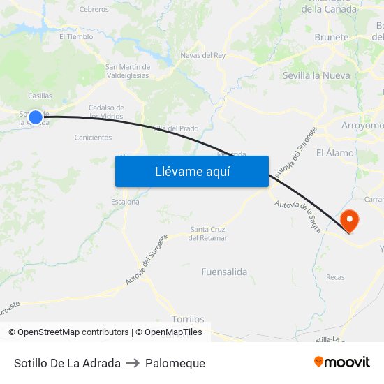 Sotillo De La Adrada to Palomeque map