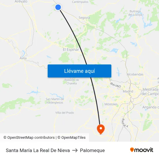 Santa María La Real De Nieva to Palomeque map