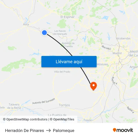Herradón De Pinares to Palomeque map