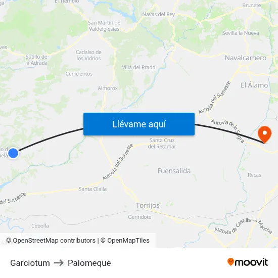 Garciotum to Palomeque map