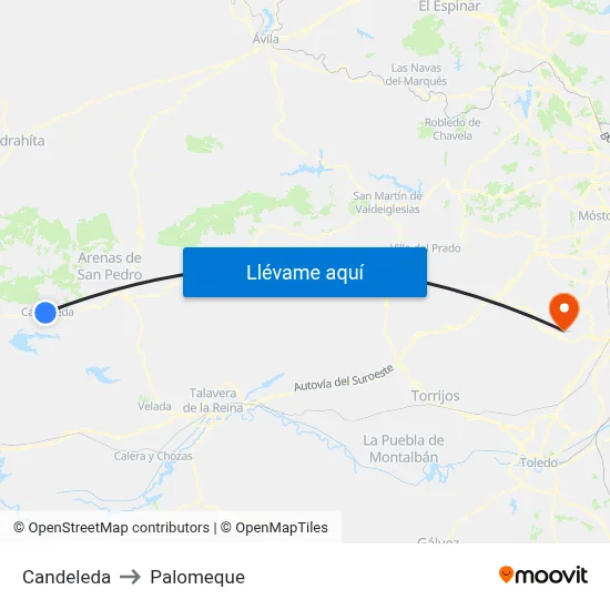 Candeleda to Palomeque map