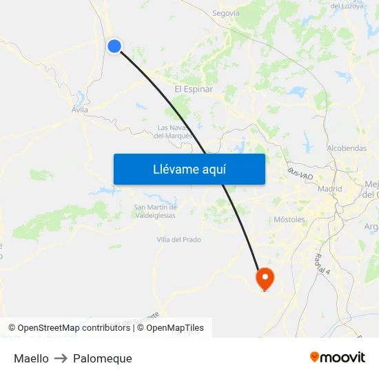 Maello to Palomeque map