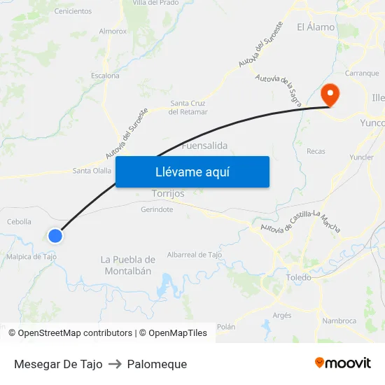 Mesegar De Tajo to Palomeque map