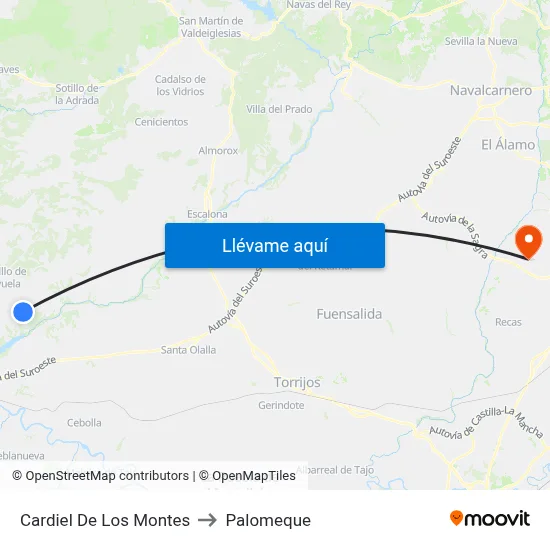 Cardiel De Los Montes to Palomeque map