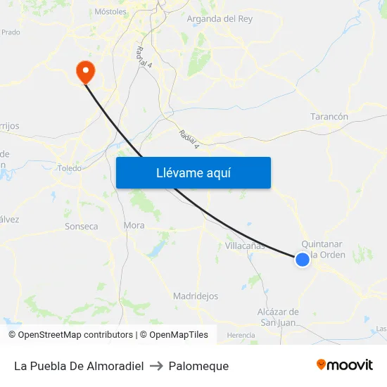 La Puebla De Almoradiel to Palomeque map