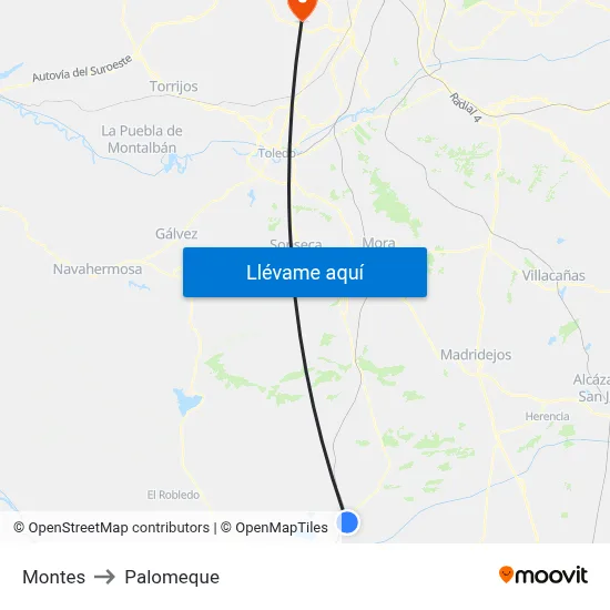 Montes to Palomeque map