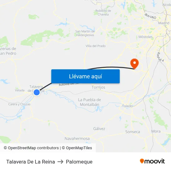Talavera De La Reina to Palomeque map