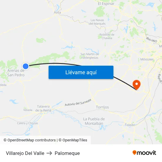 Villarejo Del Valle to Palomeque map