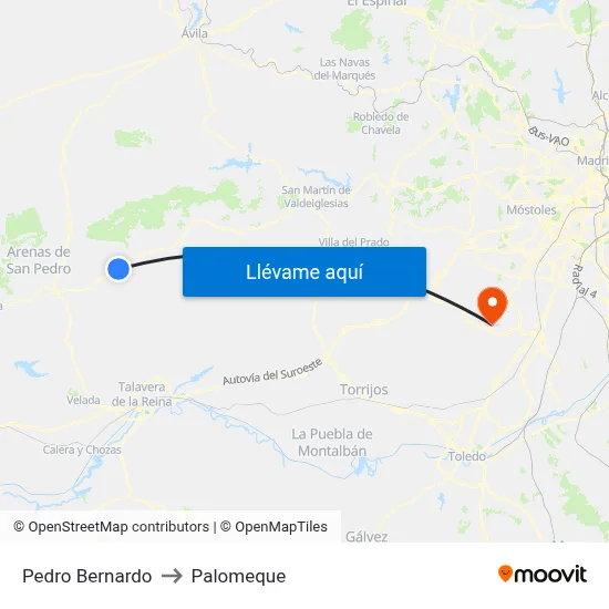 Pedro Bernardo to Palomeque map