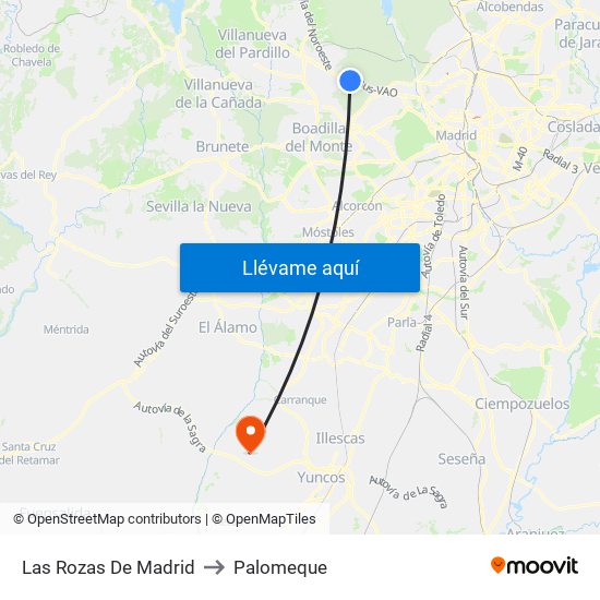 Las Rozas De Madrid to Palomeque map