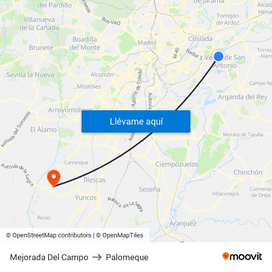 Mejorada Del Campo to Palomeque map