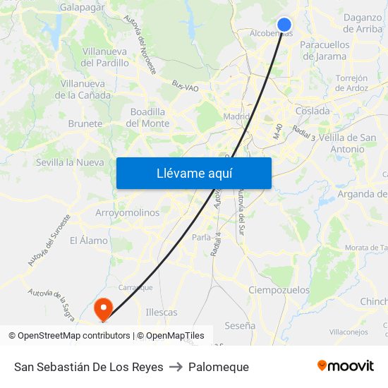 San Sebastián De Los Reyes to Palomeque map