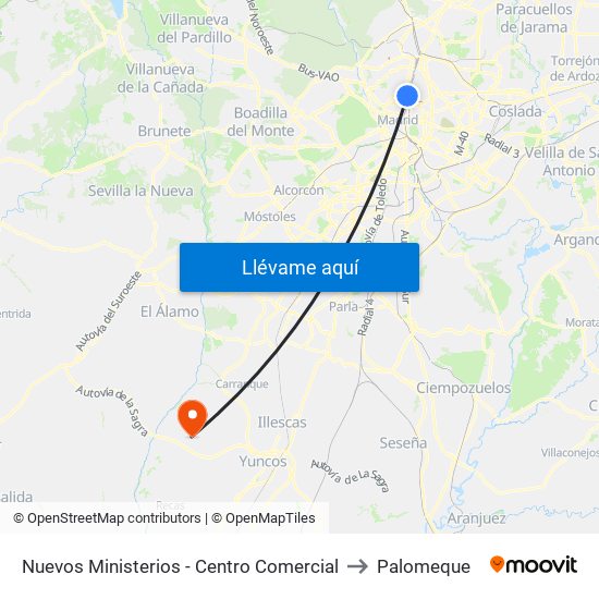 Nuevos Ministerios - Centro Comercial to Palomeque map