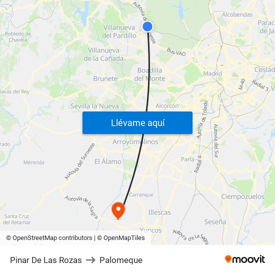 Pinar De Las Rozas to Palomeque map