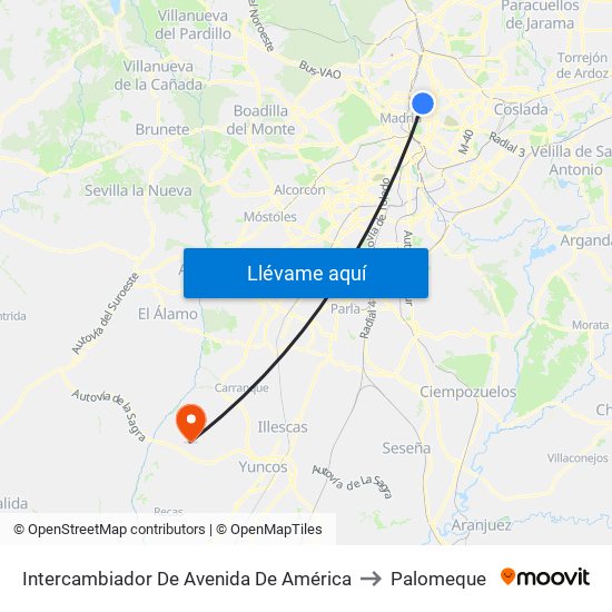 Intercambiador De Avenida De América to Palomeque map