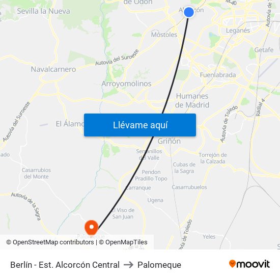 Berlín - Est. Alcorcón Central to Palomeque map