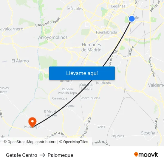 Getafe - Centro to Palomeque map